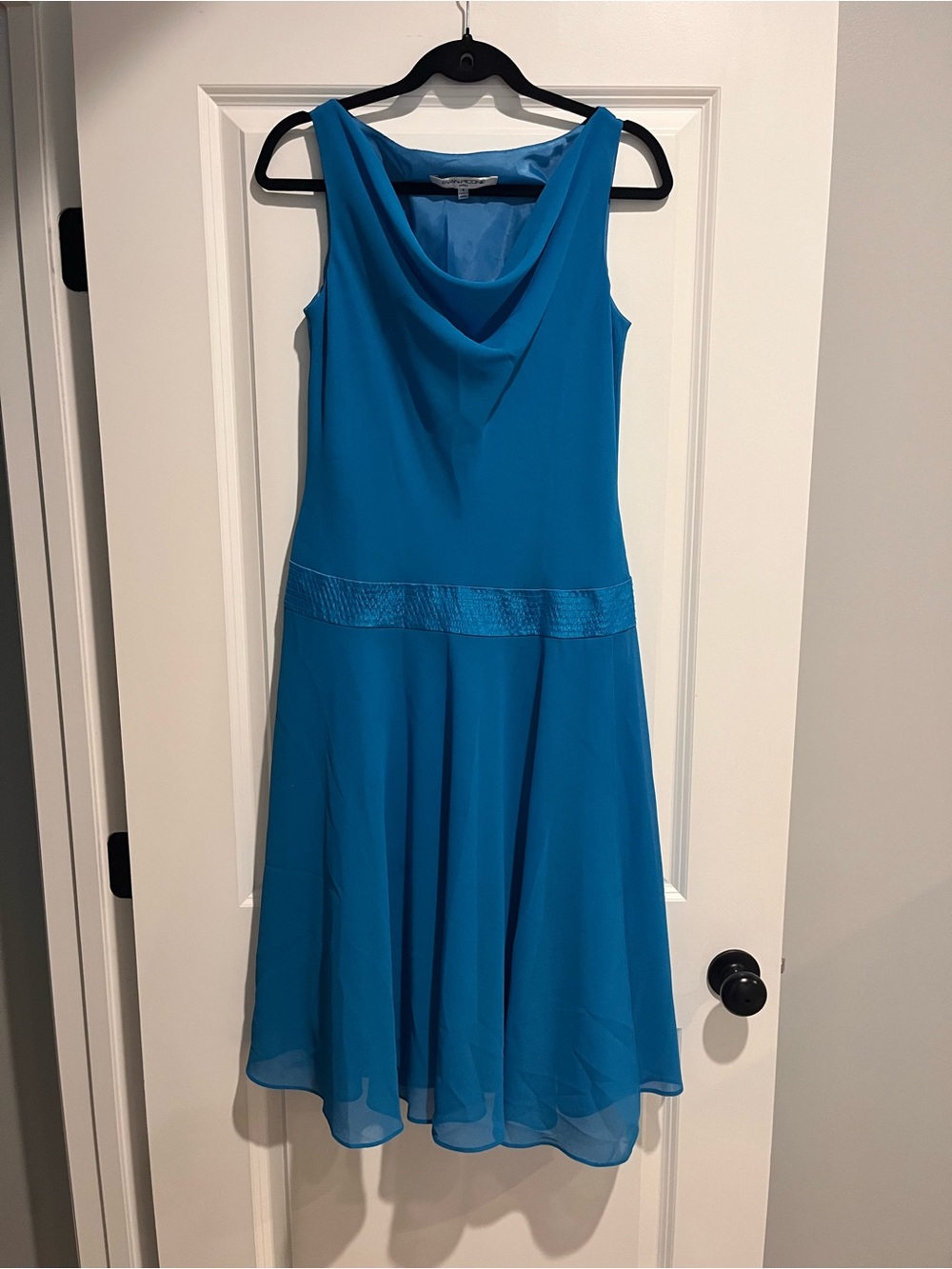 Evan Picone Teal Sleeveless Asymmetrical Cowl Dress